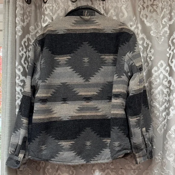 Jachs Gray and Black Patterned Shirt Jacket Sherpa Size XL Shacket - Picture 7 of 7